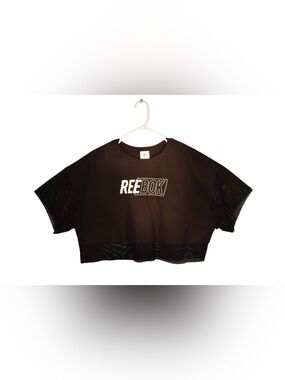 Reebok Black Tee with White Logo and Mesh Hem